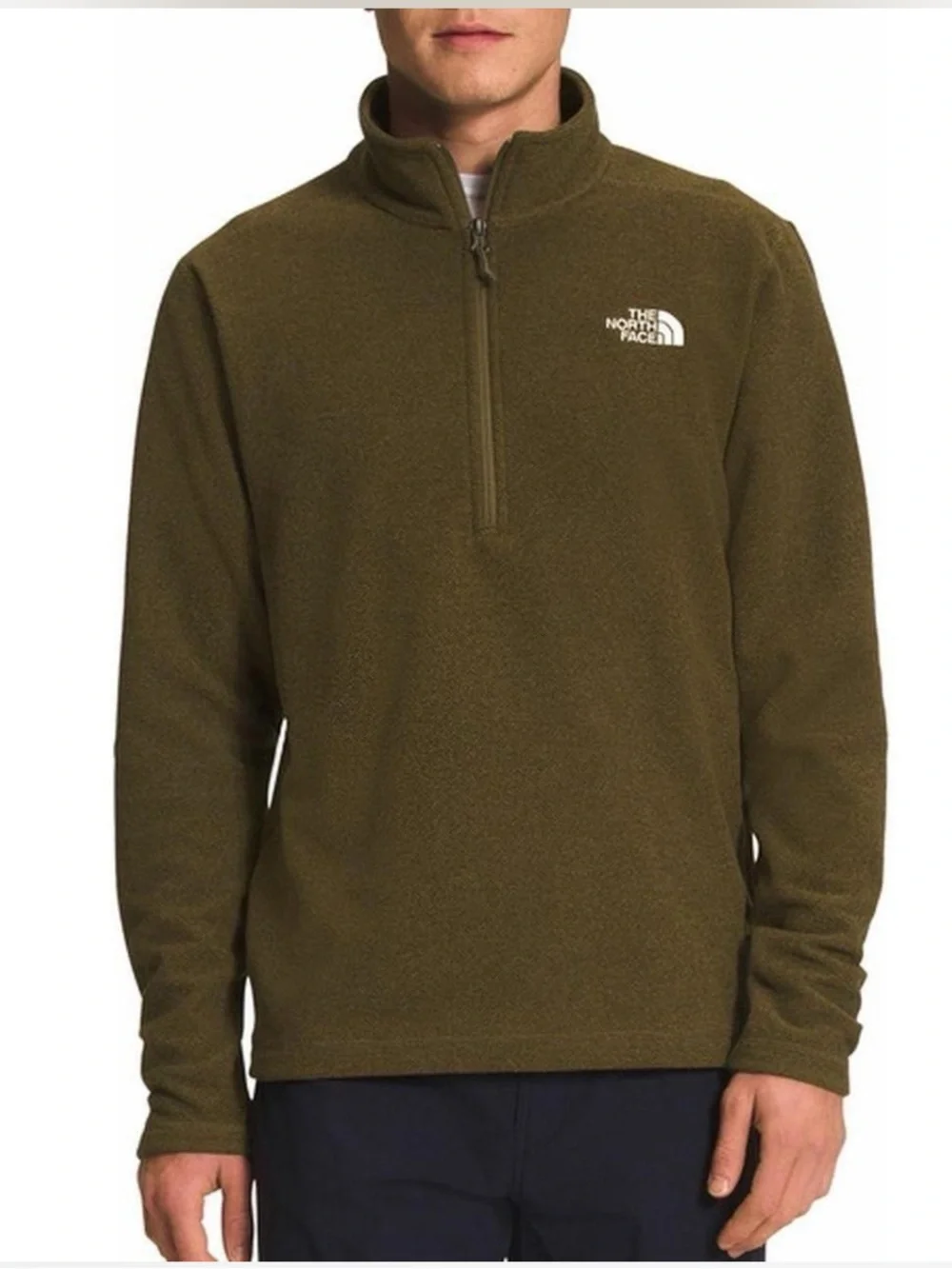The North Face Textured Cap Rock 1/4 Zip Pullover Olive Men’s M Fleece*9